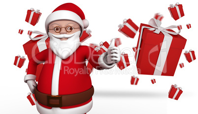 Composite image of cute cartoon santa claus