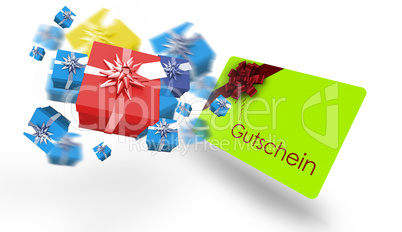 Composite image of flying christmas presents