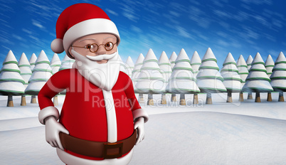 Composite image of cute cartoon santa claus