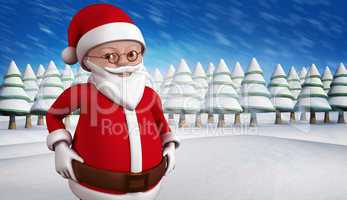 Composite image of cute cartoon santa claus