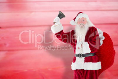 Composite image of santa claus ringing bell