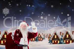 Composite image of santa claus waving