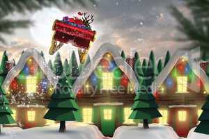 Composite image of santa flying his sleigh