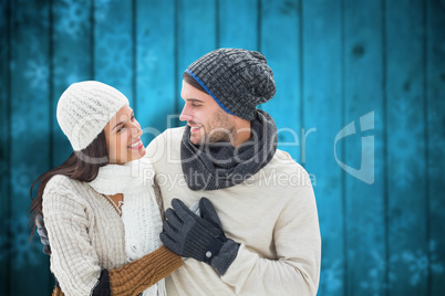 Composite image of young winter couple