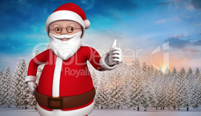 Composite image of cute cartoon santa claus