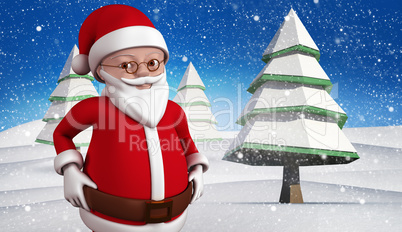 Composite image of cute cartoon santa claus