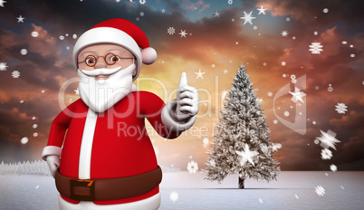 Composite image of cute cartoon santa claus