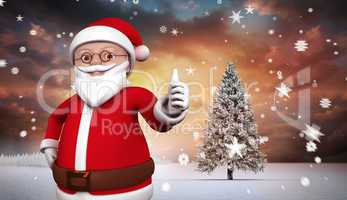 Composite image of cute cartoon santa claus