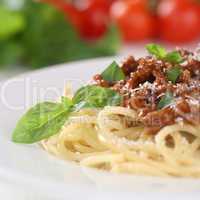 Spaghetti Bolognese Nudeln Pasta Gericht mit Hackfleisch