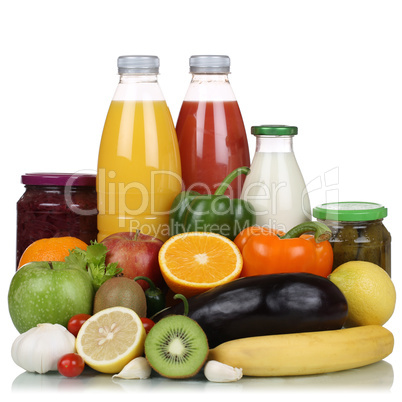 Früchte, Gemüse, Obst, vegetarisch Lebensmittel und Saft Getr