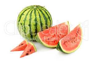 Watermelon and its parts isolated on white background