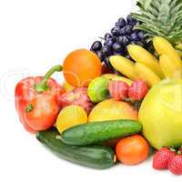 vegetables and fruits isolated on white background