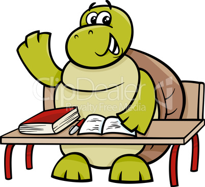 turtle raising hand cartoon illustration