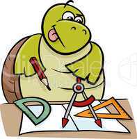 turtle with calipers cartoon illustration