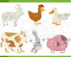 farm animals cartoon set illustration