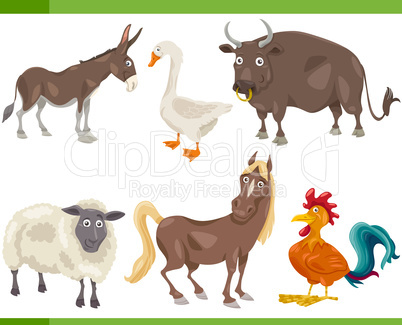 farm animals cartoon set illustration