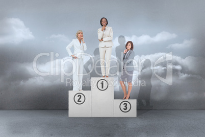 Composite image of business people on podium