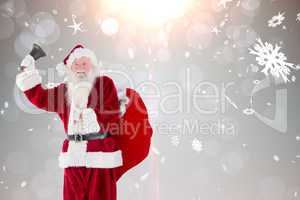 Composite image of santa claus ringing bell