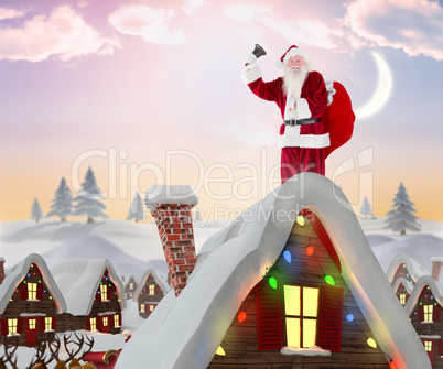 Composite image of santa claus ringing bell