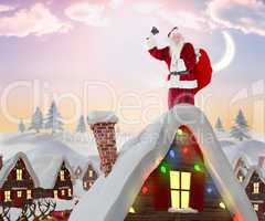 Composite image of santa claus ringing bell