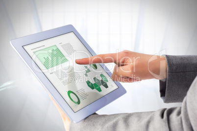 Composite image of businesswoman using a tablet pc