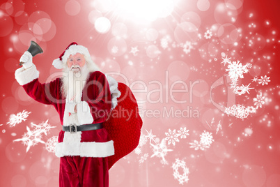 Composite image of santa claus ringing bell