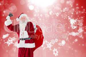 Composite image of santa claus ringing bell