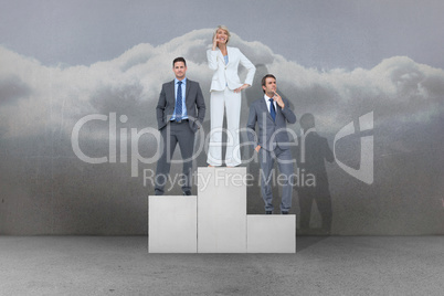 Composite image of business people on podium