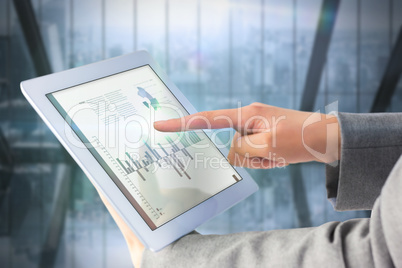 Composite image of businesswoman using a tablet pc