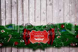 Composite image of fir branch christmas decoration garland