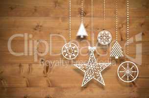 Composite image of hanging christmas decorations