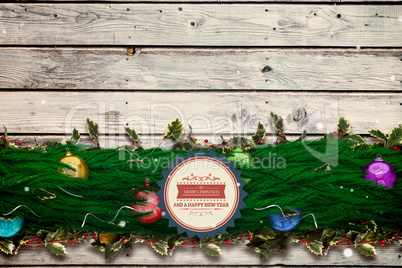 Composite image of fir branch christmas decoration garland