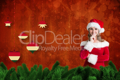 Composite image of pretty girl in santa outfit