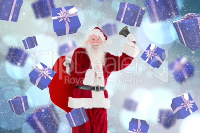 Composite image of santa claus ringing bell