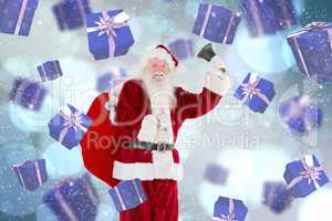 Composite image of santa claus ringing bell