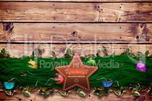 Composite image of fir branch christmas decoration garland