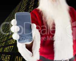 Composite image of santa claus showing smartphone