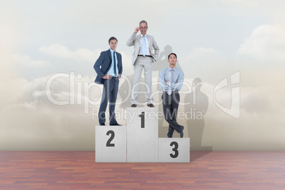 Composite image of business people on podium