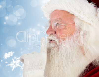 Composite image of santa claus making quiet sign