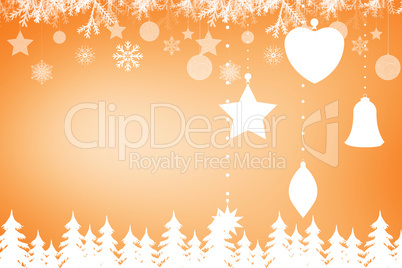 Composite image of fir tree forest and snowflakes