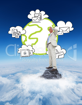 Composite image of thinking businessman