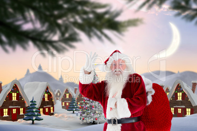 Composite image of santa claus waving