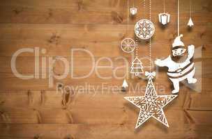 Composite image of hanging christmas decorations