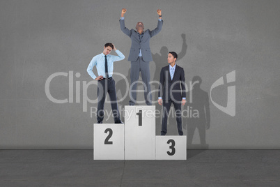 Composite image of business people on podium