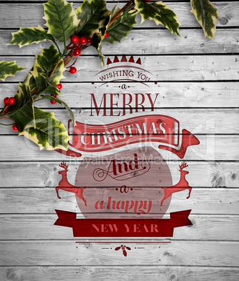 Composite image of christmas message with holly