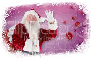 Composite image of santa claus waving