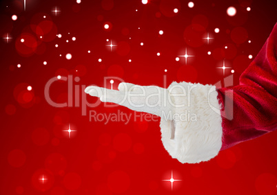 Composite image of santa claus presenting with hand