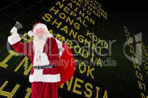 Composite image of santa claus ringing bell