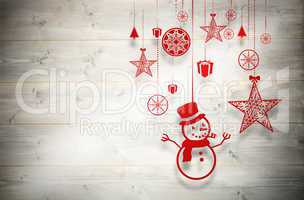 Composite image of hanging christmas decorations