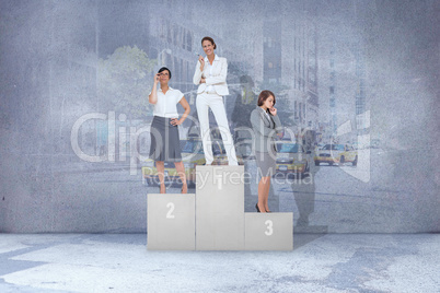 Composite image of business people on podium